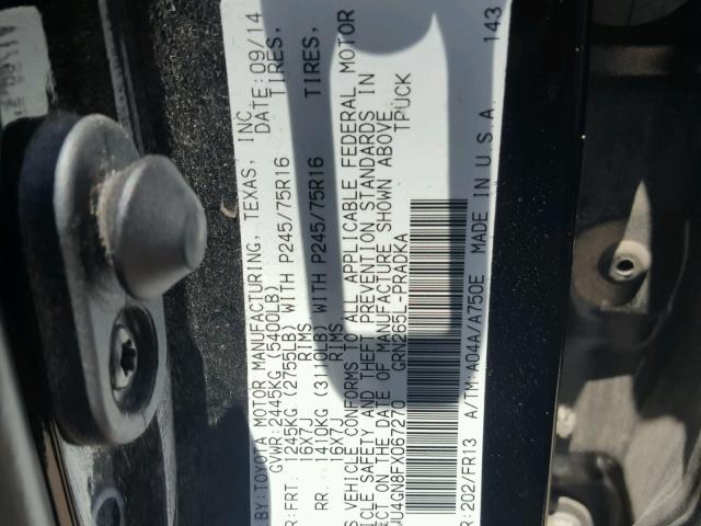 5TFJU4GN8FX067270 - 2015 TOYOTA TACOMA DOU BLACK photo 10