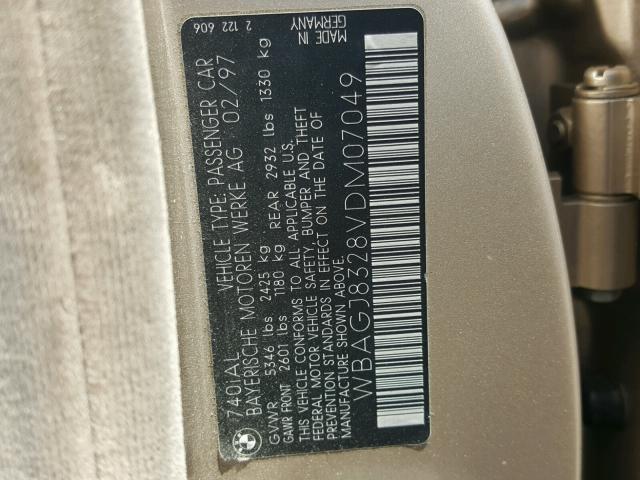 WBAGJ8328VDM07049 - 1997 BMW 740 IL GOLD photo 10