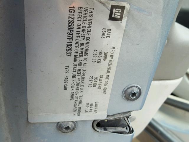 1G1ZS58F97F102937 - 2007 CHEVROLET MALIBU LS BLUE photo 10