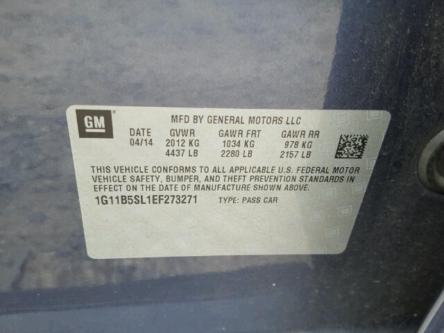 1G11B5SL1EF273271 - 2014 CHEVROLET MALIBU LS Mavi foto 10