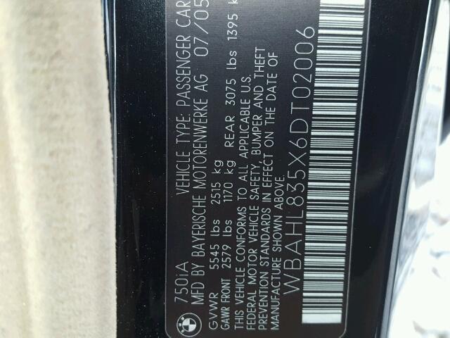 WBAHL835X6DT02006 - 2006 BMW 750 I BLACK photo 10