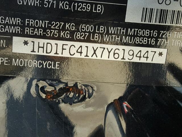 1HD1FC41X7Y619447 - 2007 HARLEY-DAVIDSON FLHTCUI MAROON photo 10