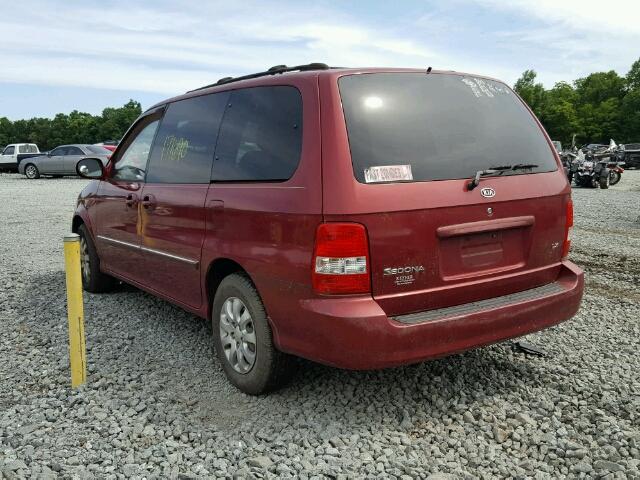 KNDUP131656640709 - 2005 KIA SEDONA EX BURGUNDY photo 3