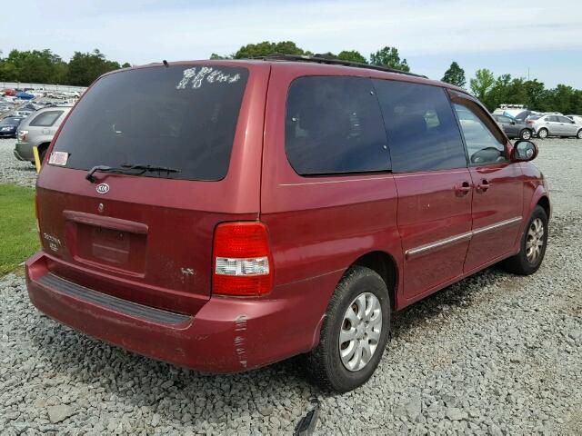 KNDUP131656640709 - 2005 KIA SEDONA EX BURGUNDY photo 4