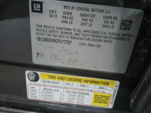 1G1ZB5E06CF377787 - 2012 CHEVROLET MALIBU LS GRAY photo 10