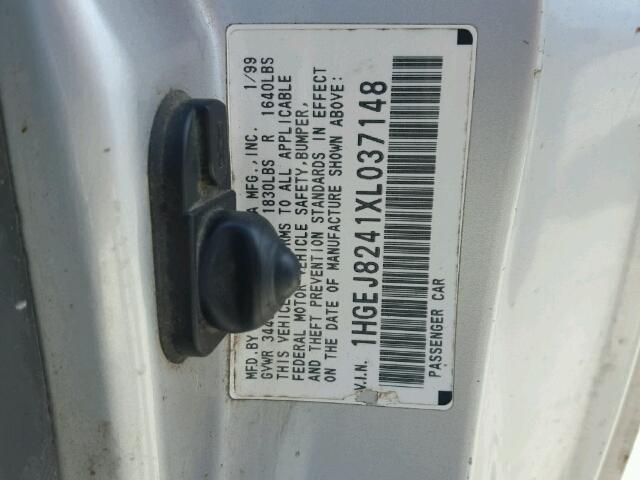 1HGEJ8241XL037148 - 1999 HONDA CIVIC EX 银色 照片 10