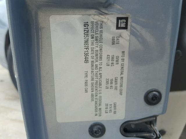 1G1ZU57N87F136449 - 2007 CHEVROLET MALIBU LTZ 银色 照片 10