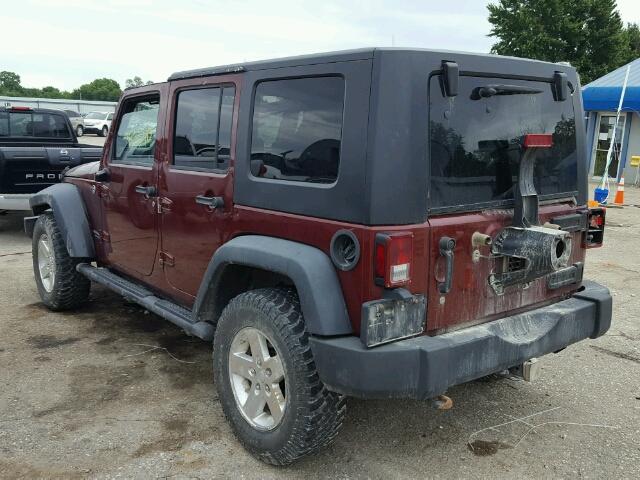 1J4GA69159L705182 - 2009 JEEP WRANGLER U MAROON photo 3