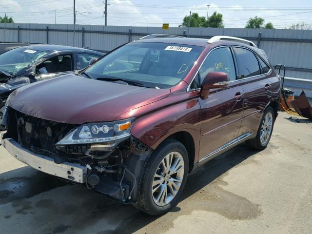 JTJBC1BA9D2062256 - 2013 LEXUS RX 450 RED photo 2