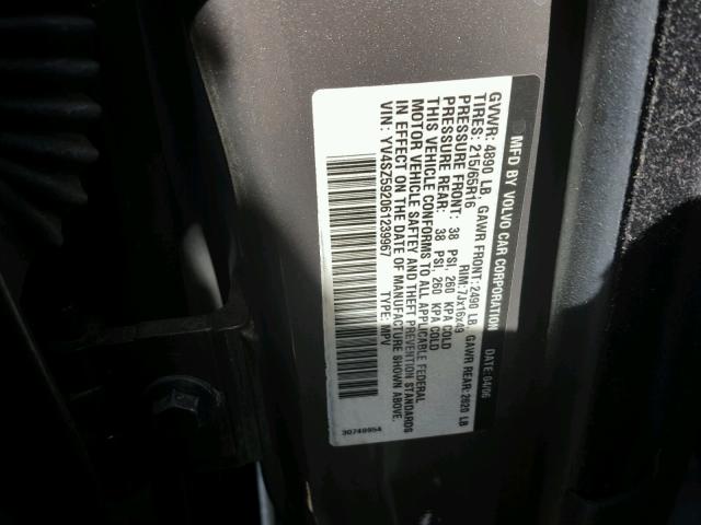 YV4SZ592061239967 - 2006 VOLVO XC70 GRAY photo 10