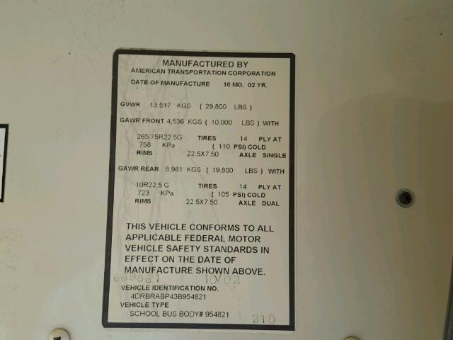 4DRBRABP43B954821 - 2003 IC CORPORATION 3000 黄色 照片 10