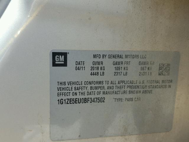 1G1ZE5EU0BF347502 - 2011 CHEVROLET MALIBU LTZ 棕色 照片 10