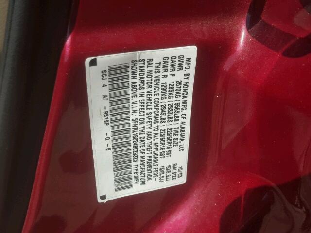 5FNRL18024B029323 - 2004 HONDA ODYSSEY EX RED photo 10