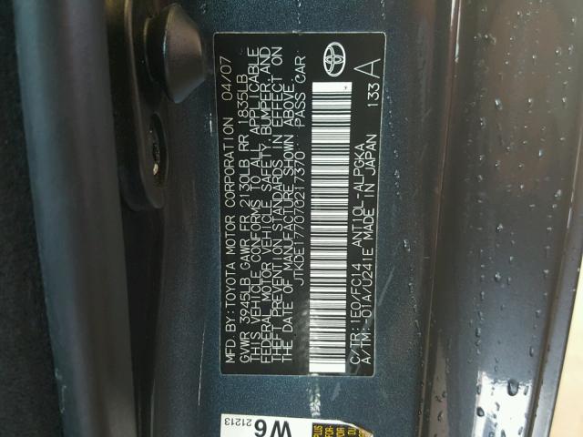 JTKDE177070217370 - 2007 TOYOTA SCION TC 石墨色 照片 10