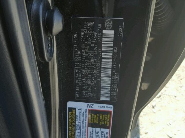 4T1BF3EK5BU176388 - 2011 TOYOTA CAMRY BASE BLACK photo 10