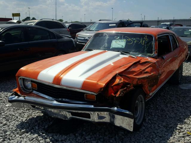 1Y27H3W225574 - 1973 CHEVROLET NOVA ORANGE photo 2