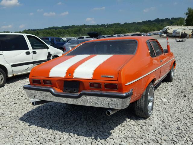 1Y27H3W225574 - 1973 CHEVROLET NOVA ORANGE photo 4