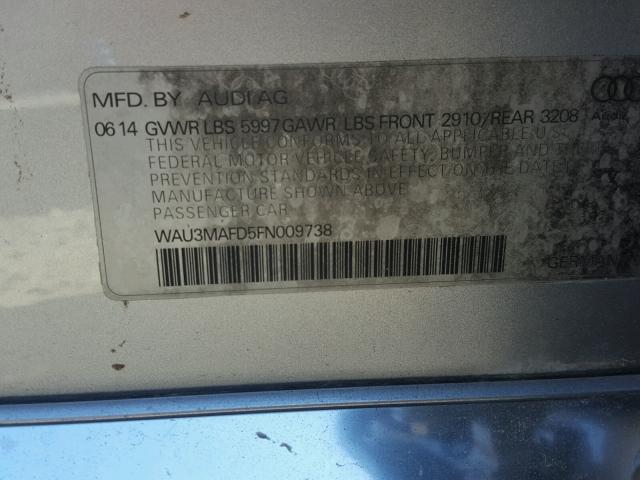 WAU3MAFD5FN009738 - 2015 AUDI A8 L TDI 银色 照片 10