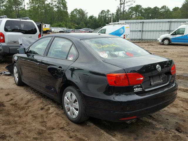 3VW2K7AJ8CM346802 - 2012 VOLKSWAGEN JETTA BASE 黑色 照片 3