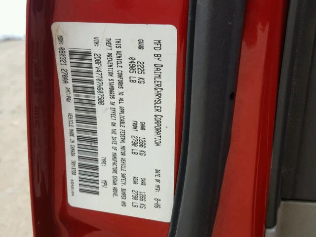 2D8FV47T07H607588 - 2007 DODGE MAGNUM SE RED photo 10