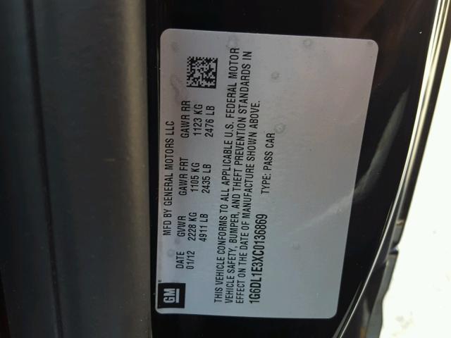 1G6DL1E3XC0136869 - 2012 CADILLAC CTS PERFOR Siyah fotoğraf 10