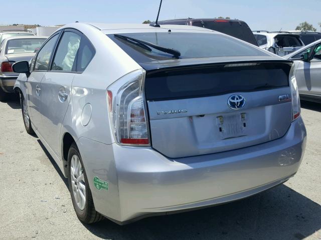 JTDKN3DP2E3050116 - 2014 TOYOTA PRIUS PLUG GRAY photo 3