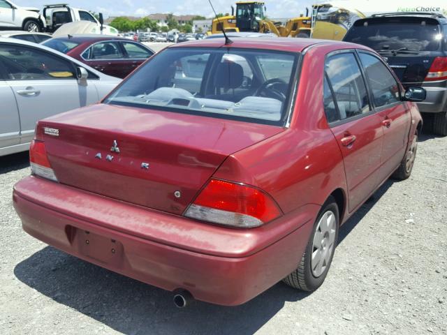 JA3AJ26E43U054929 - 2003 MITSUBISHI LANCER ES RED photo 4