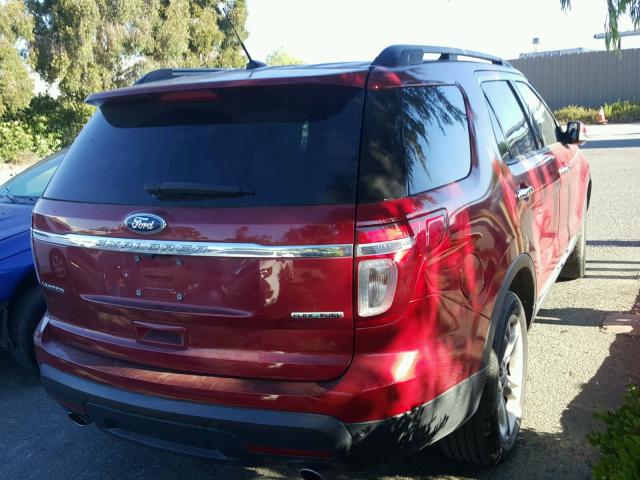 1FM5K7F87FGB26678 - 2015 FORD EXPLORER L RED photo 4