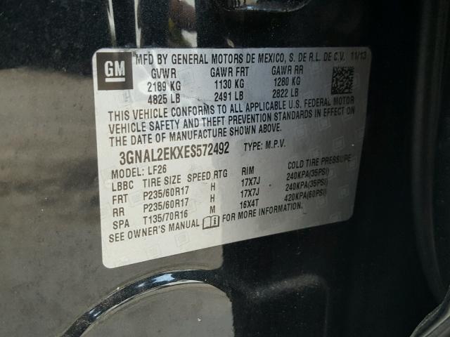 3GNAL2EKXES572492 - 2014 CHEVROLET CAPTIVA LS 黑色 照片 10