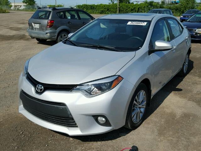 2T1BURHE4EC005412 - 2014 TOYOTA COROLLA SILVER photo 2