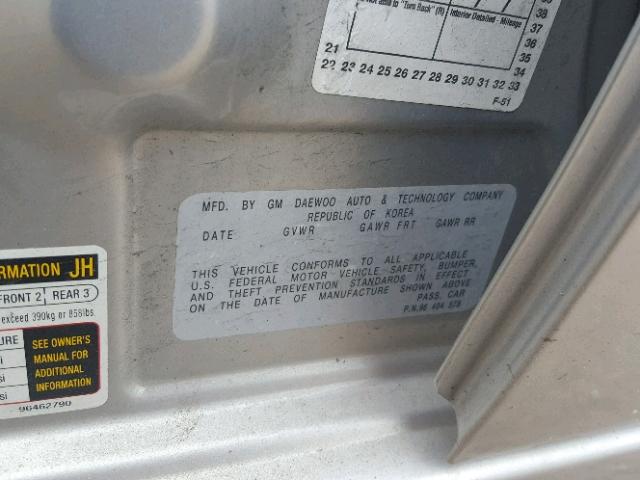 KL1TD56656B544928 - 2006 CHEVROLET AVEO BASE Gümüş foto 10