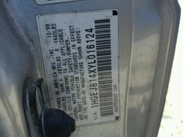 1HGEJ814XYL016124 - 2000 HONDA CIVIC EX 蓝色 照片 10