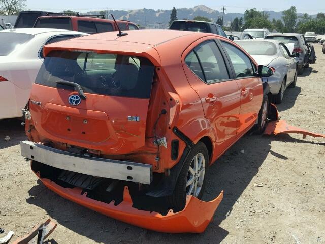 JTDKDTB37C1030858 - 2012 TOYOTA PRIUS C ORANGE photo 4