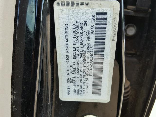 1Y1SK52891Z404457 - 2001 CHEVROLET GEO PRIZM 黑色 照片 10