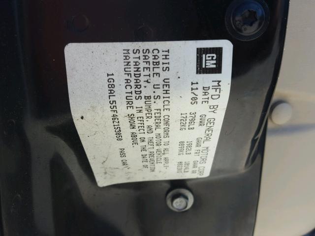 1G8AL55F46Z153050 - 2006 SATURN ION LEVEL BLACK photo 10