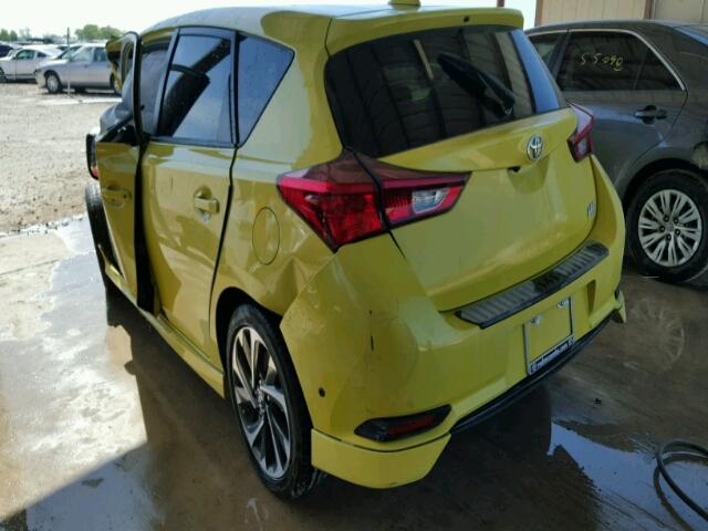 JTNKARJEXHJ529378 - 2017 TOYOTA COROLLA IM YELLOW photo 3