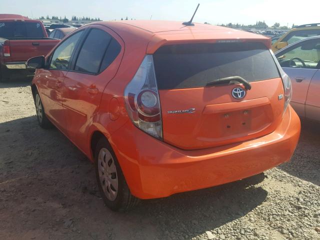 JTDKDTB33C1003592 - 2012 TOYOTA PRIUS C ORANGE photo 3