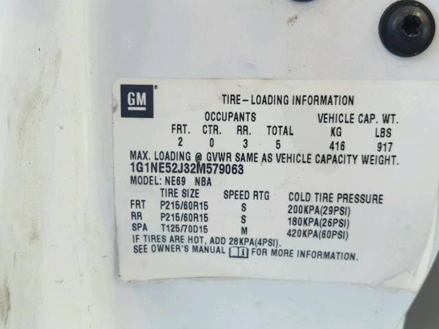 1G1NE52J32M579063 - 2002 CHEVROLET MALIBU LS თეთრი ფოტო 10