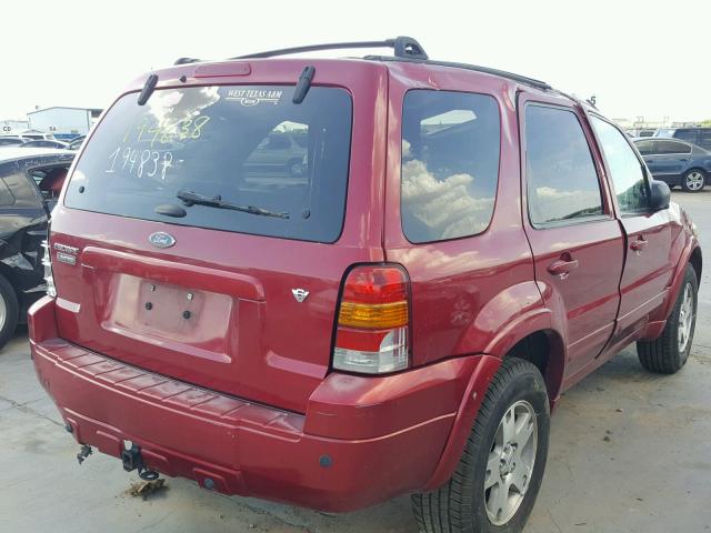 1FMYU04135KD64088 - 2005 FORD ESCAPE LIM RED photo 4