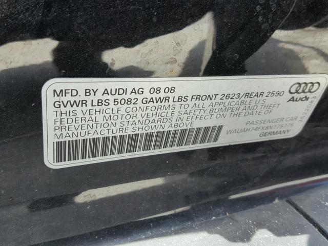 WAUAH74FX8N175775 - 2008 AUDI A6 3.2 BLACK photo 10