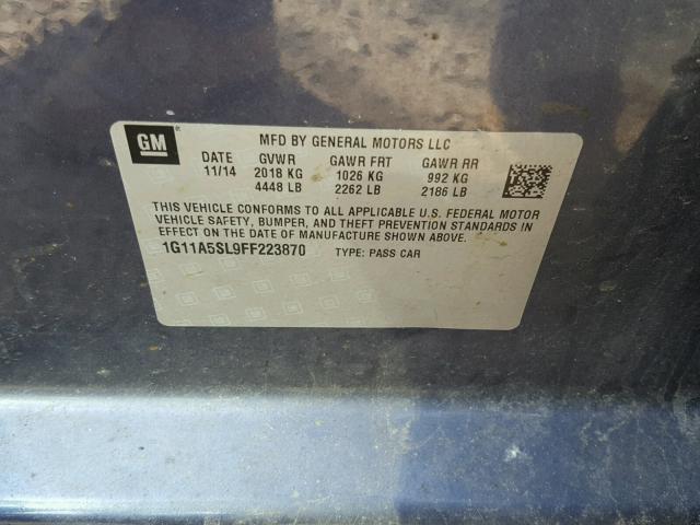 1G11A5SL9FF223870 - 2015 CHEVROLET MALIBU LS BLUE photo 10