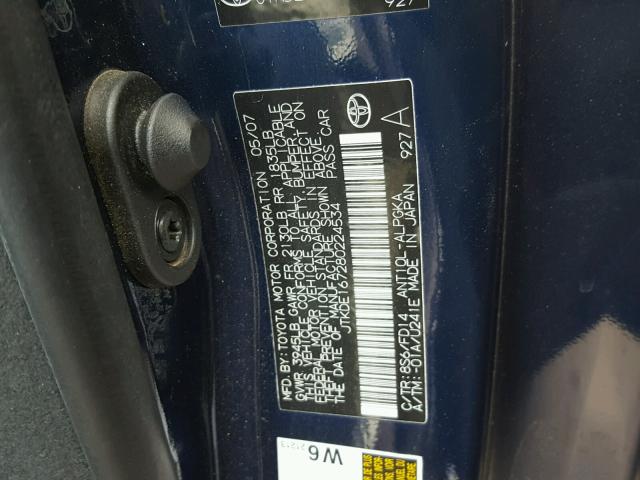 JTKDE167280224534 - 2008 TOYOTA SCION TC 蓝色 照片 10