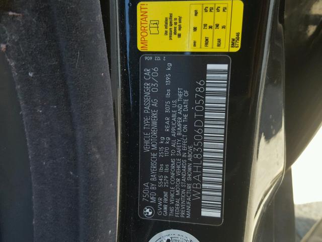WBAHL83506DT05786 - 2006 BMW 750 I Սև լուսանկար 10