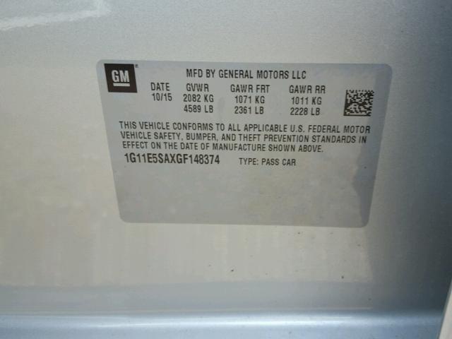 1G11E5SAXGF148374 - 2016 CHEVROLET MALIBU LIM 银色 照片 10