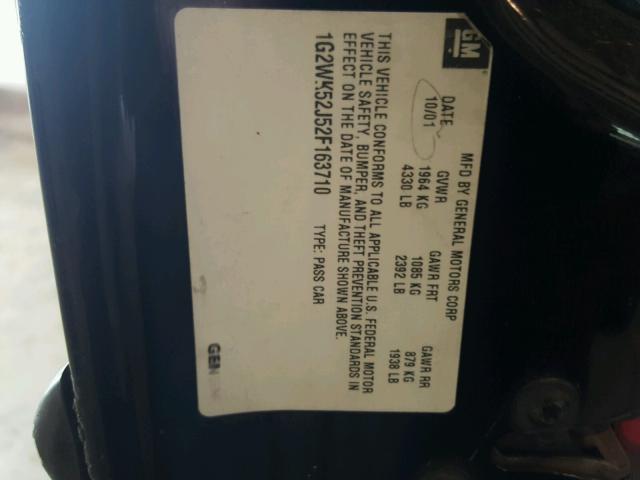 1G2WK52J52F163710 - 2002 PONTIAC GRAND PRIX BLACK photo 10