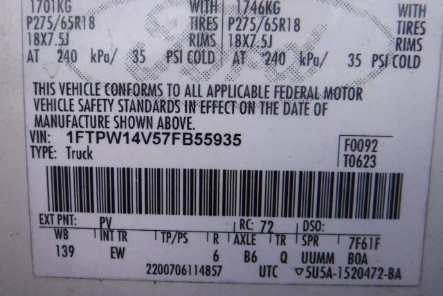 1FTPW14V57FB55935 - 2007 FORD F150 Ağ foto 10