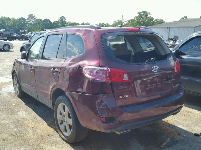 5NMSH13E18H142027 - 2008 HYUNDAI SANTA FE S MAROON photo 3