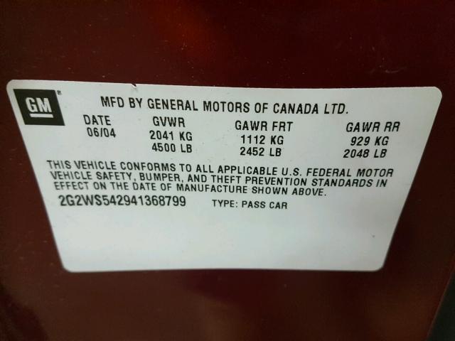 2G2WS542941368799 - 2004 PONTIAC GRAND PRIX Qırmızı foto 10