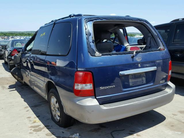 KNDUP131456621222 - 2005 KIA SEDONA EX BLUE photo 3