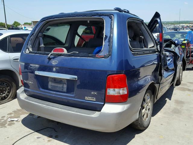 KNDUP131456621222 - 2005 KIA SEDONA EX BLUE photo 4